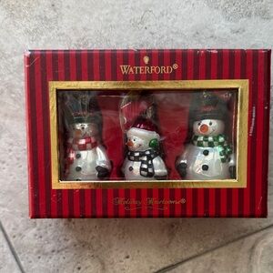 Waterford Holiday Heirloom Set of 3 snowmen ornaments.